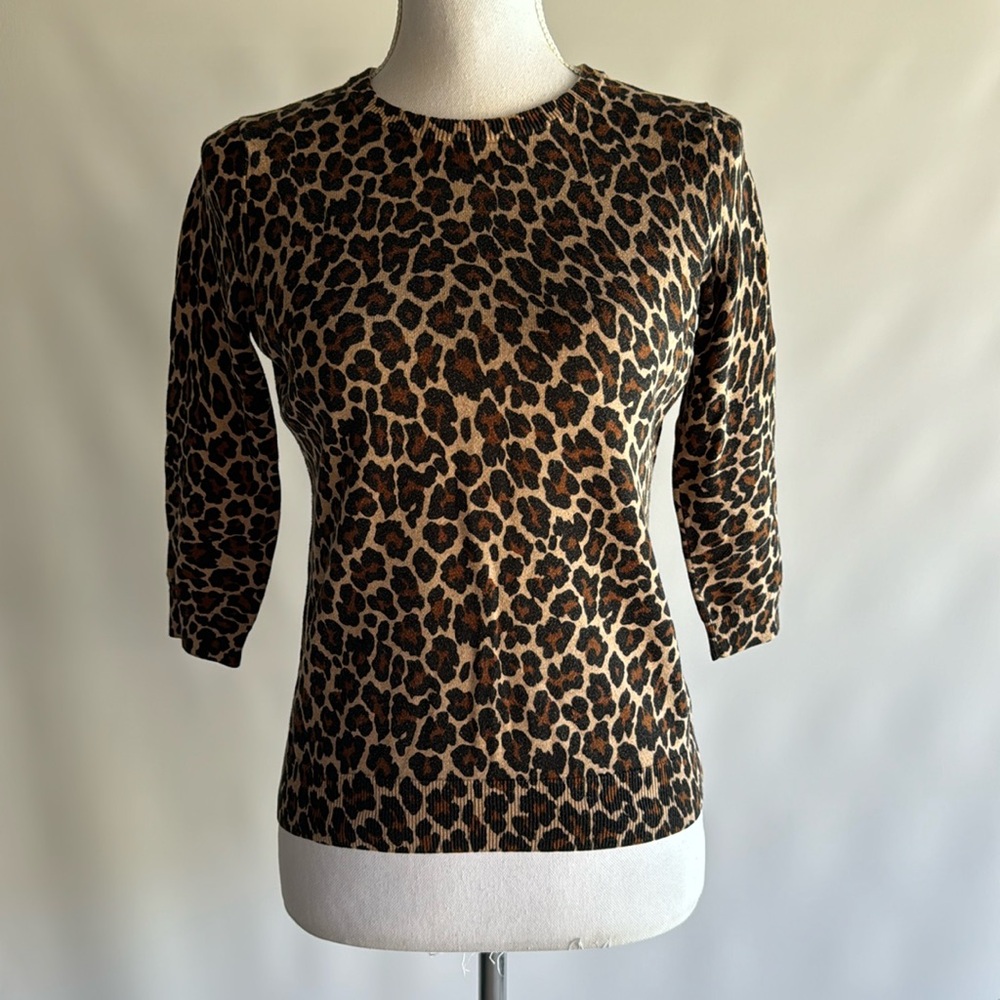 Lands’ End Leopard Print Sweater - sz XS (petite)